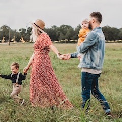 Family walking in field Family walking in field