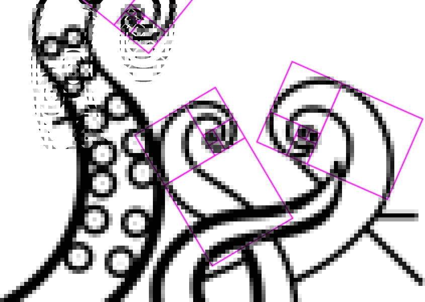 Golden spiral design in tentacles