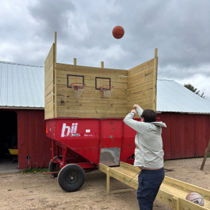 Gravity box grain bin basketball
