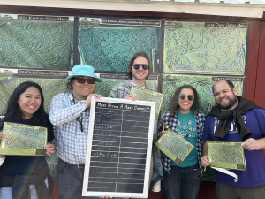 Friends celebrating corn maze victory
