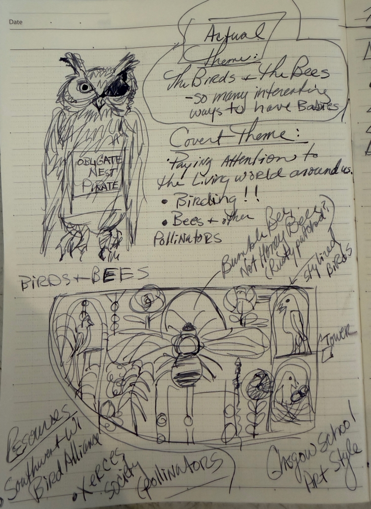 page of Angie's notebook with sketches for 2026 maze